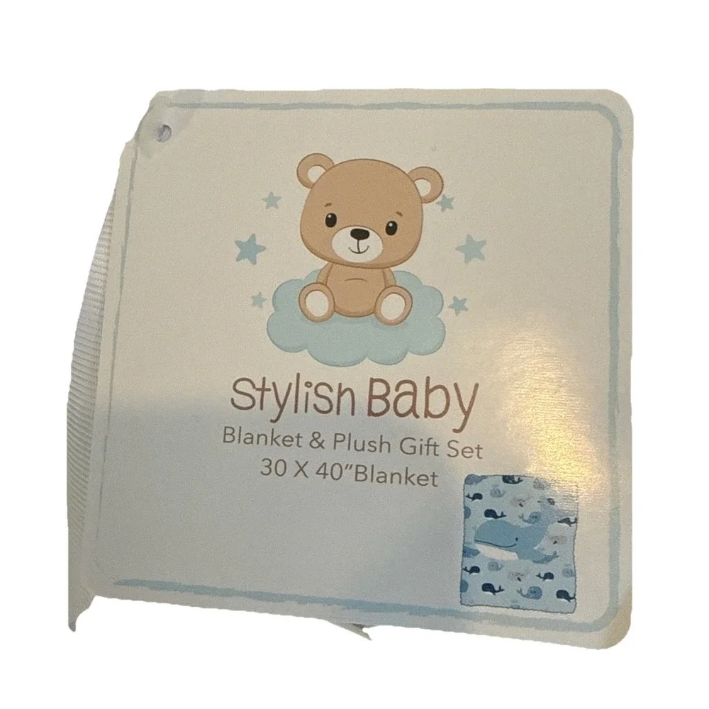 Stylish Baby Shark Plush Toy Blanket Set Boys Blue Ocean Sea Life Fleece NWT